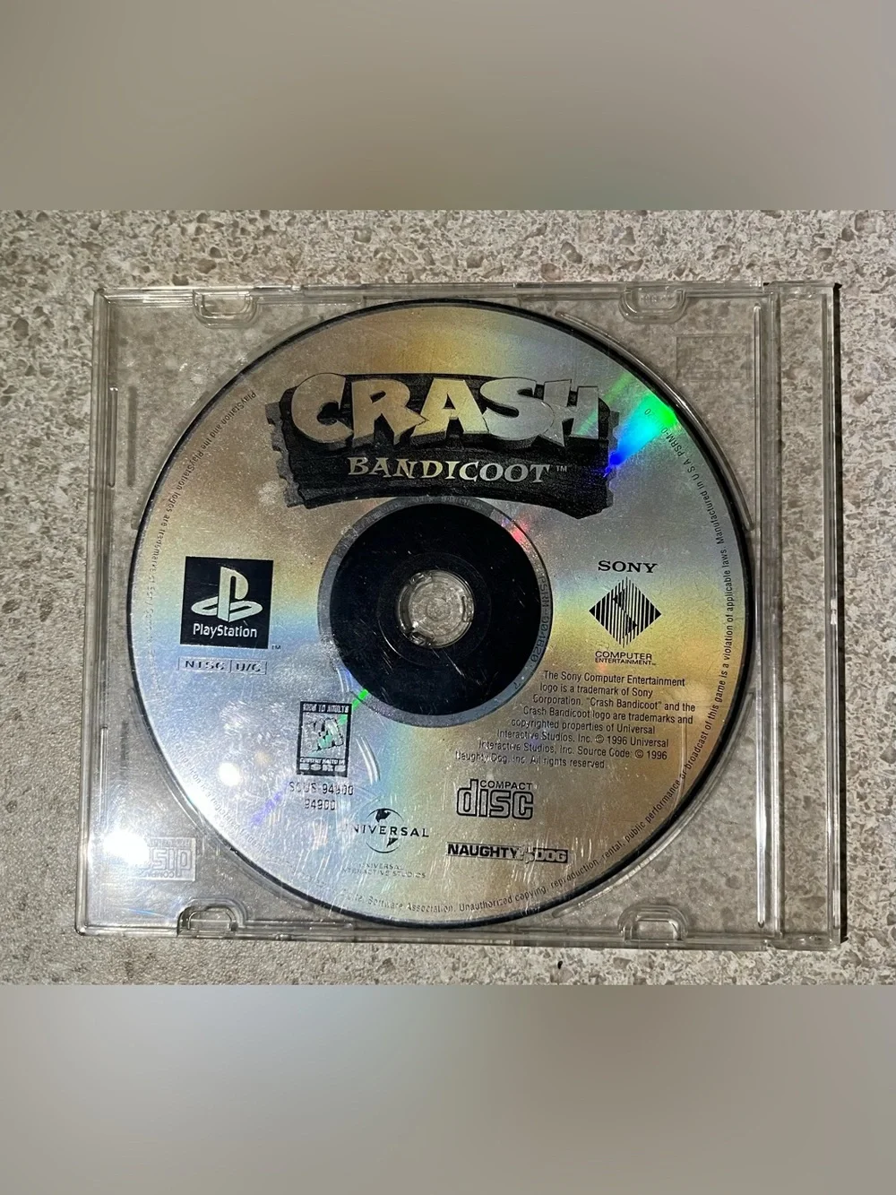 Crash Bandicoot (Sony PlayStation 1, 1996) PS1 Black Label Disc Only Case Inc